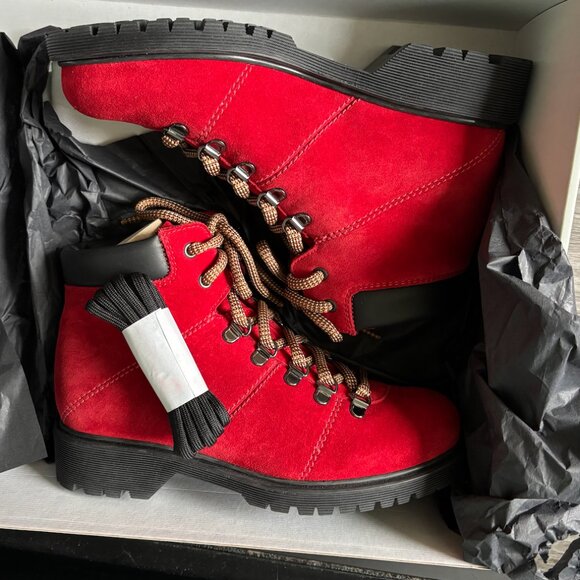 La Canadienne Halsey Suede Bootie - Red Size 6 - Picture 4 of 6